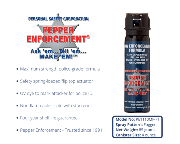 Pepper Enforcement PE1110MF-FT Fogger Pepper Spray 4 oz.