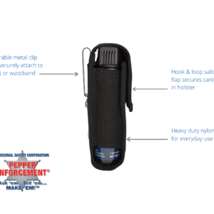 PE-104MC pepper spray holster with metal belt clip for 4 oz. canisters