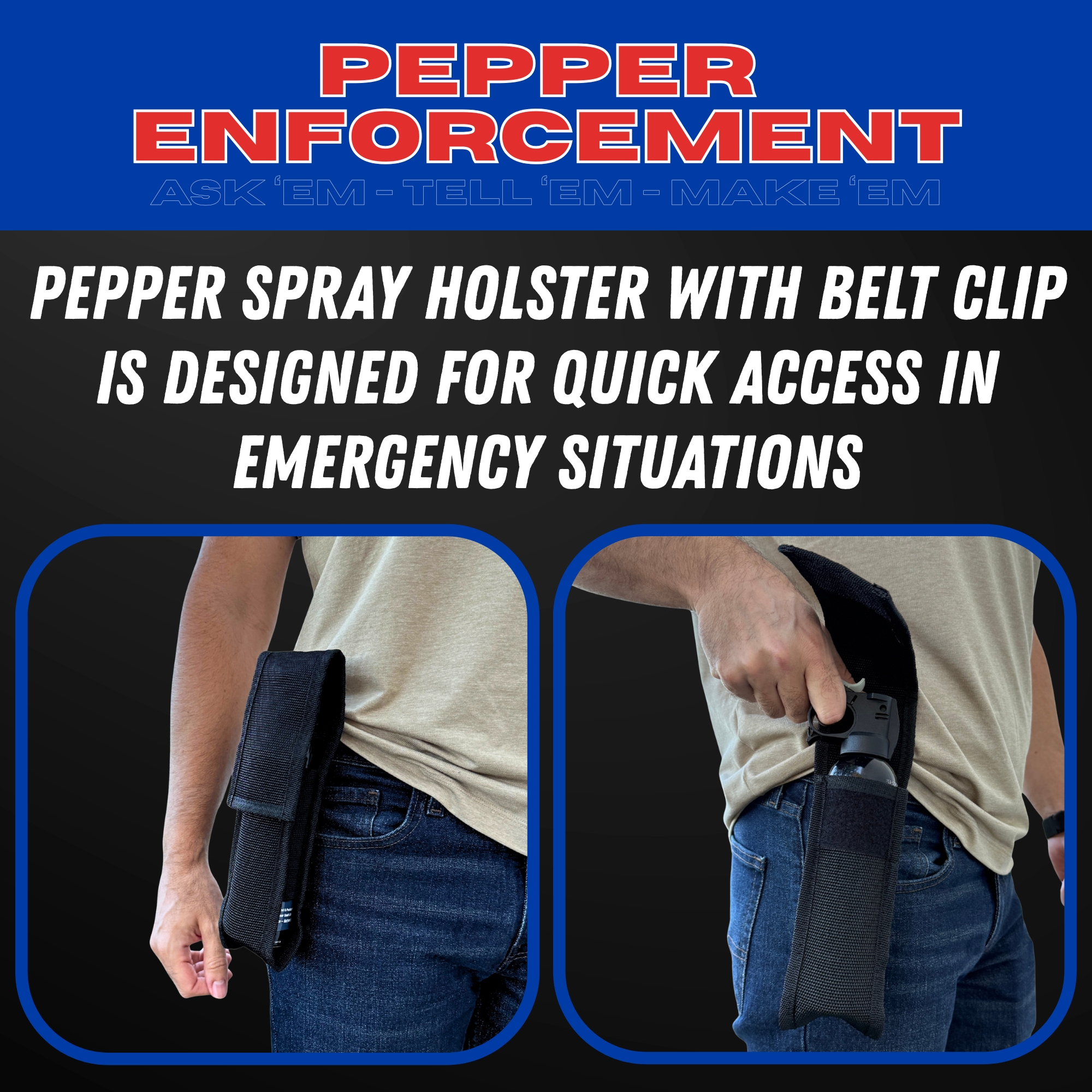 PE-109MC Pepper Spray Holster with Metal Belt Clip for 9 oz. canisters