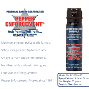 Pepper Enforcement PE1110M-FT Splatter Stream Pepper Spray 4 oz.