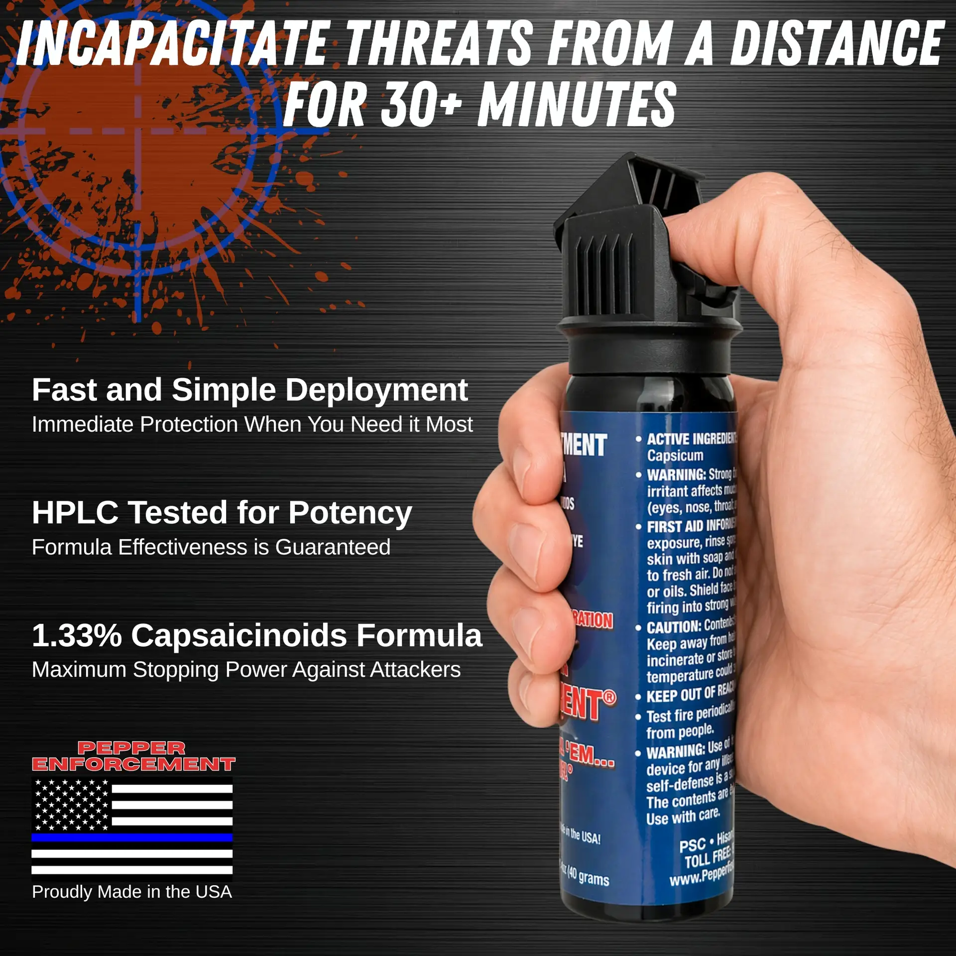 Pepper Enforcement 4 oz. Pepper Spray infographic